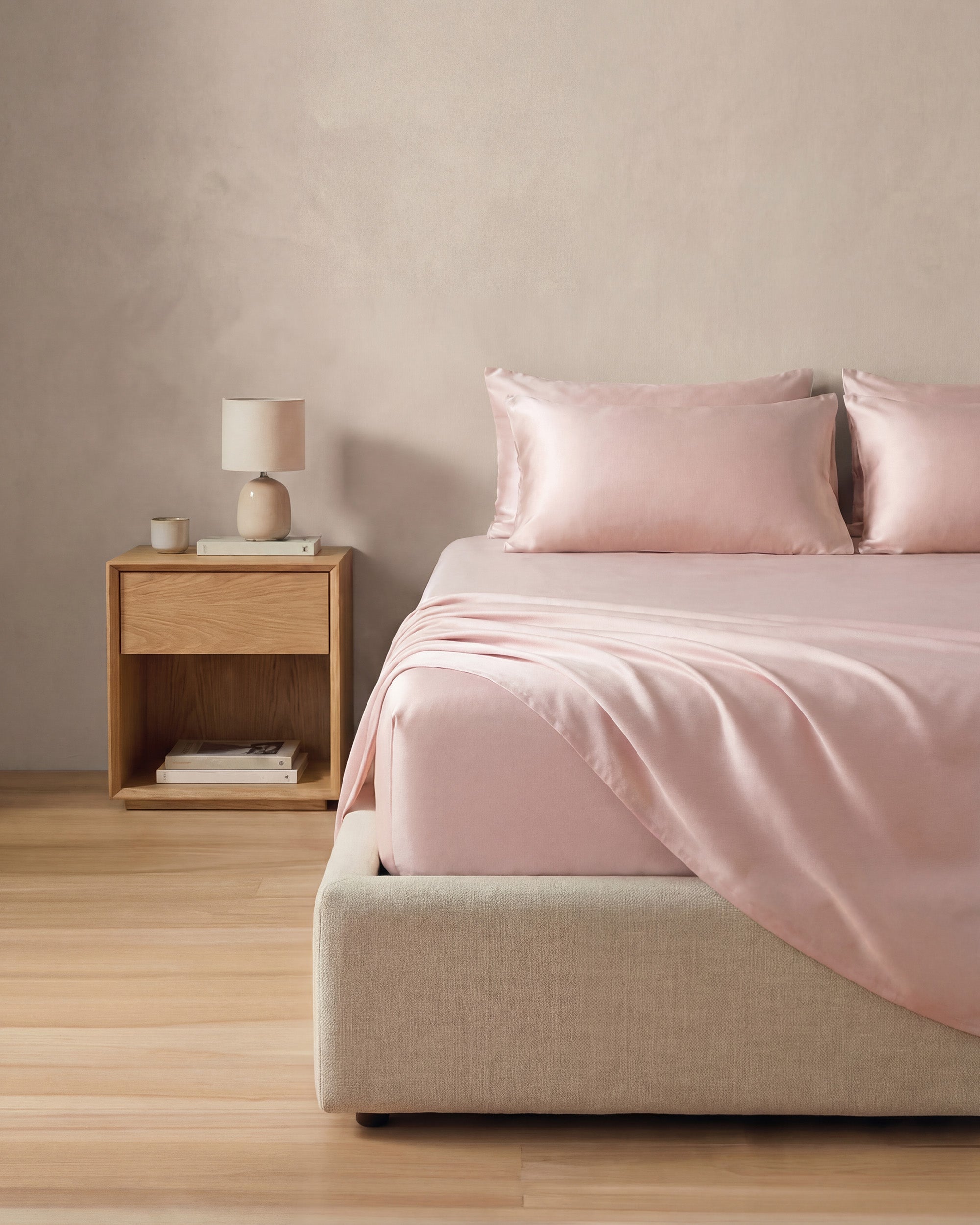 Light Pink Silk Fitted Sheet