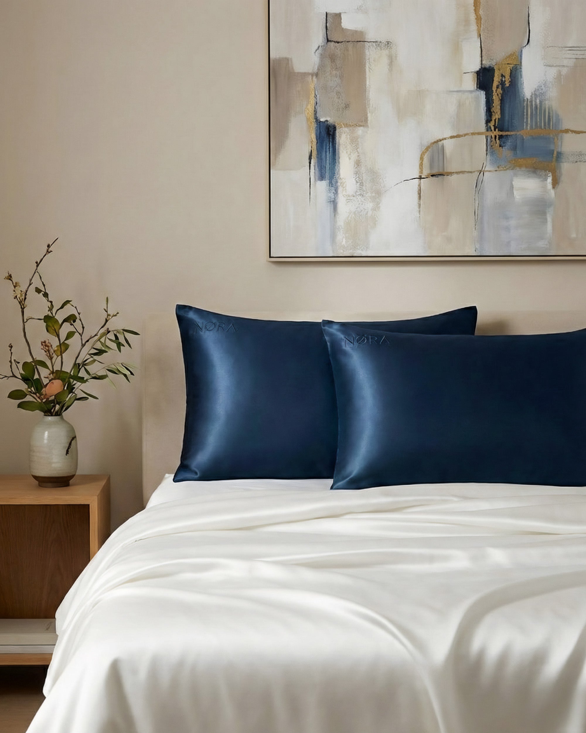 Navy Silk Pillowcase