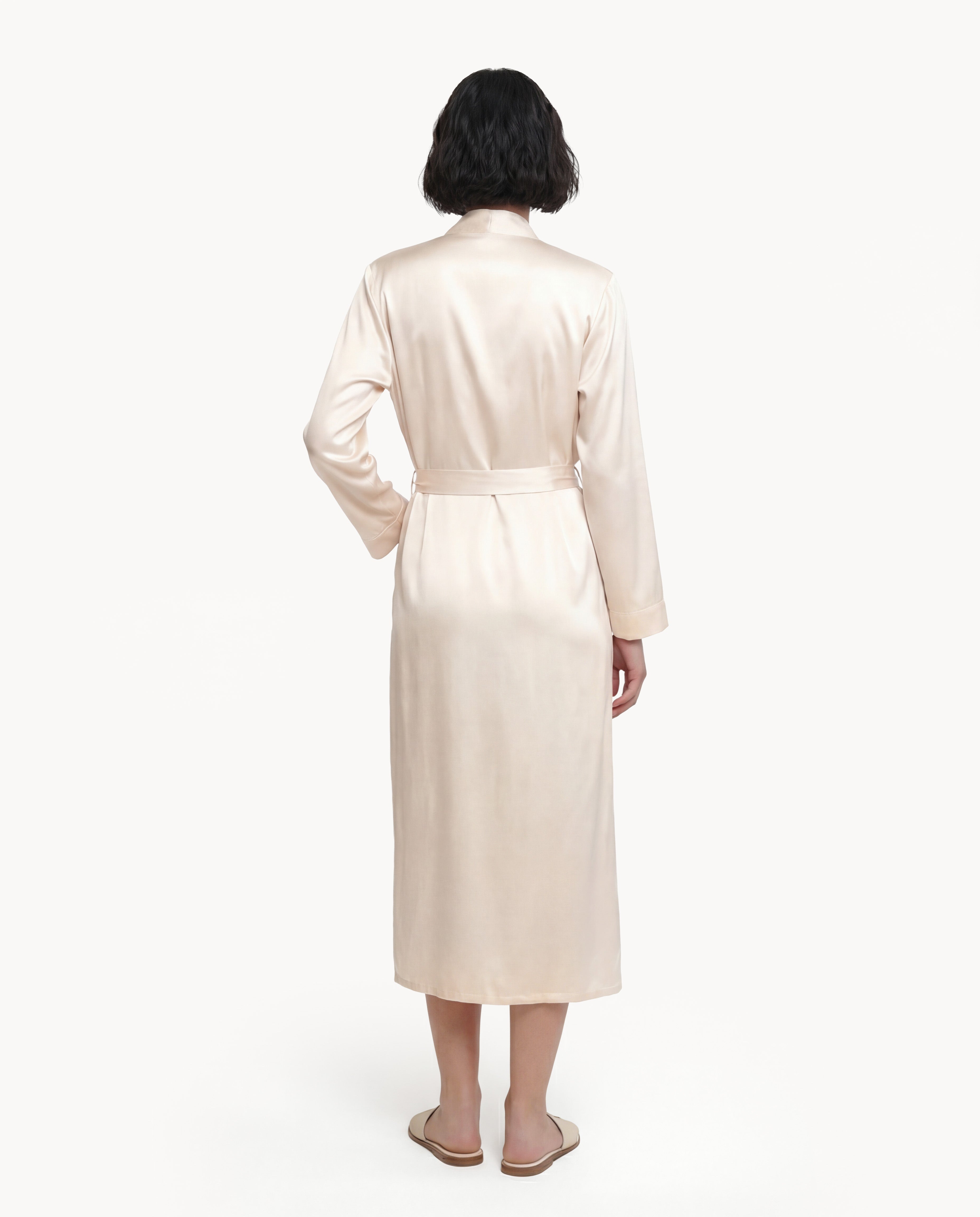 Ivory Silk Long Robe