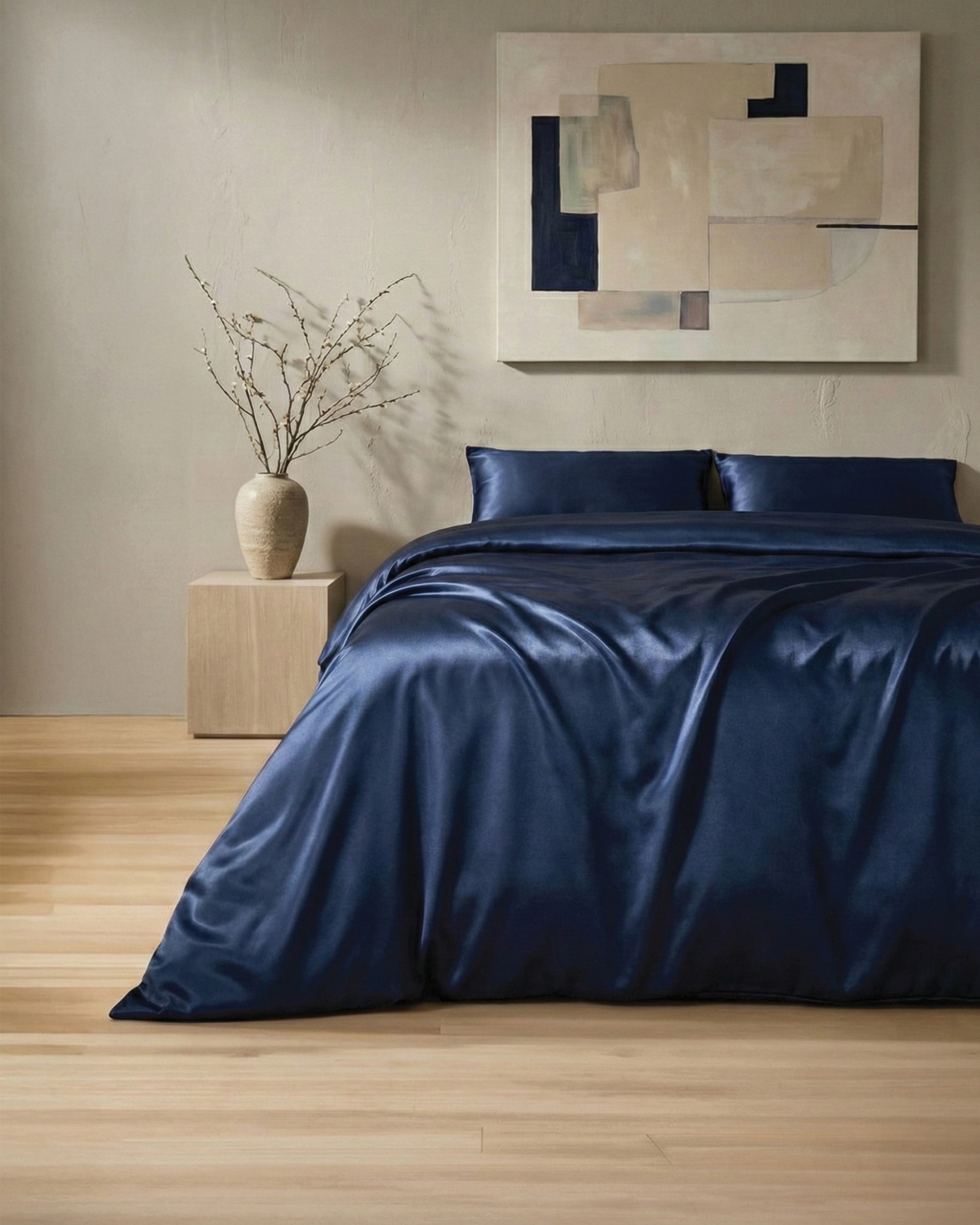 Navy Silk Duvet Cover