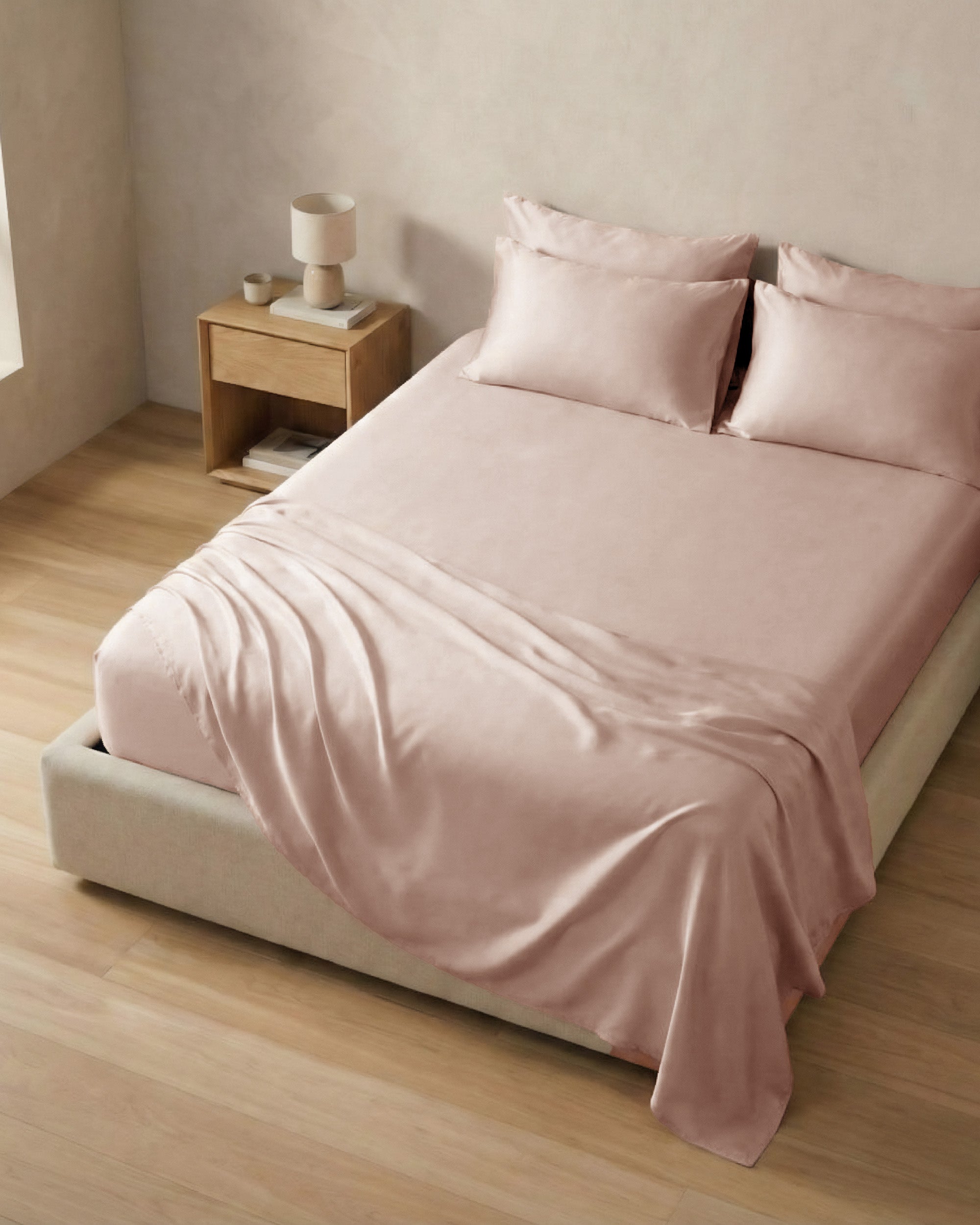 Light Pink Silk Fitted Sheet