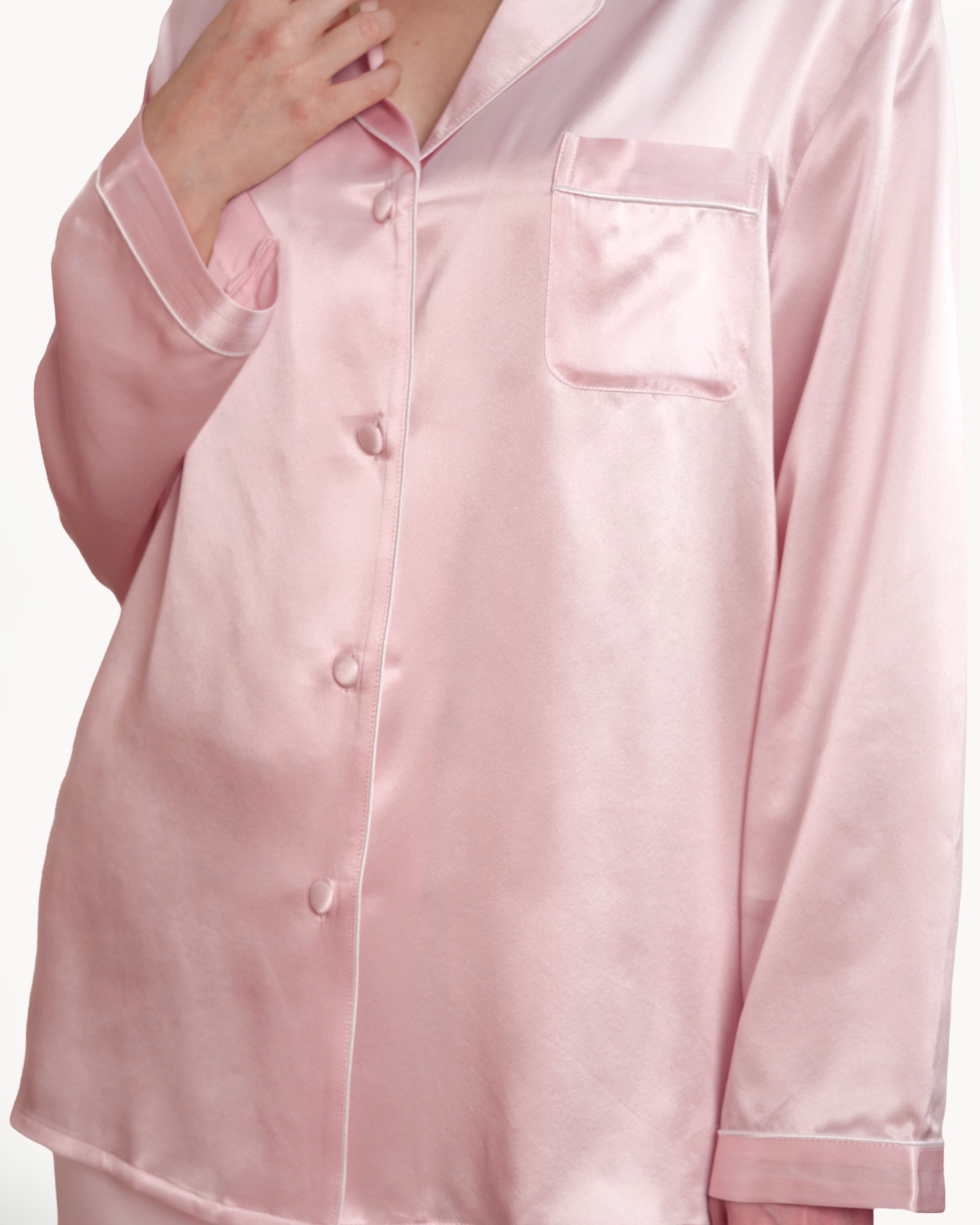Light Pink Silk Pyjamas Set